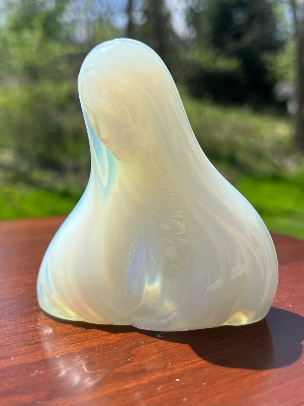 VTG Sabino Opalescent Opaline Glass Religious Madonna Mother Mary Bust Figurine
